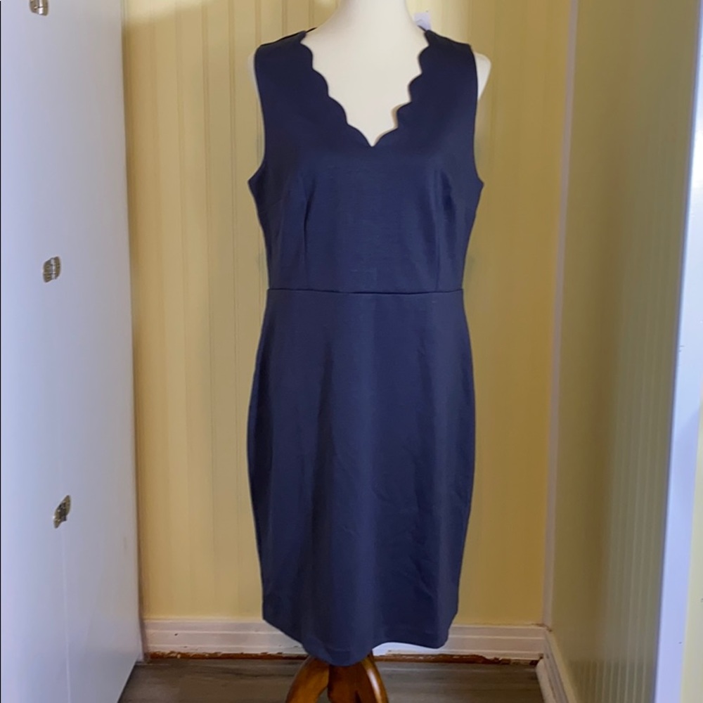 NWT Pretty Grey scallop neck Loft Dress